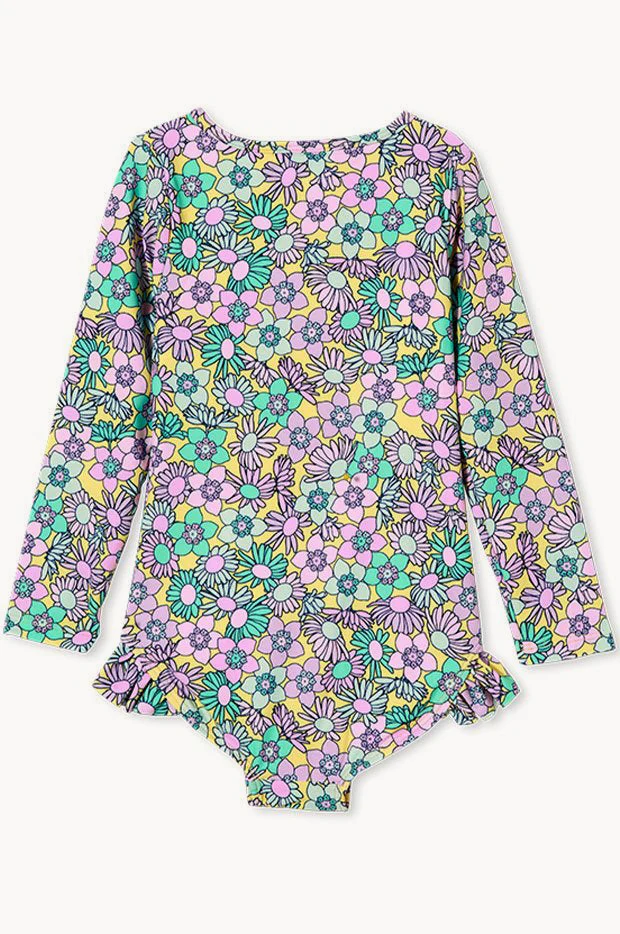 Toddler Girls Retro Long Sleeve Sunsuit - Image 2