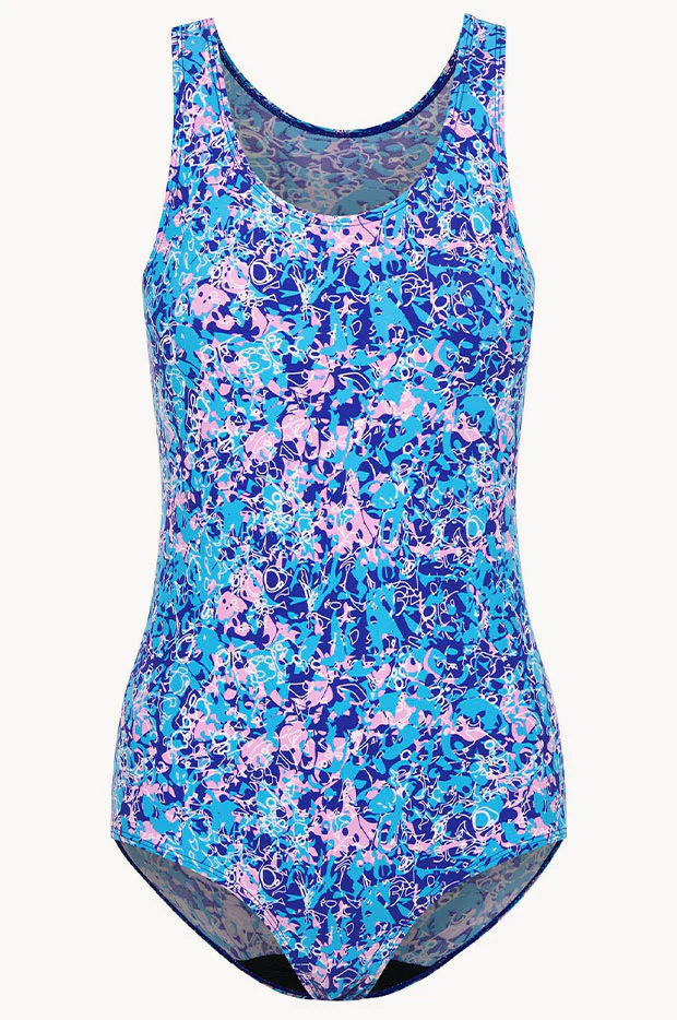 Girls Blue Tropic Racerback One Piece - Image 3