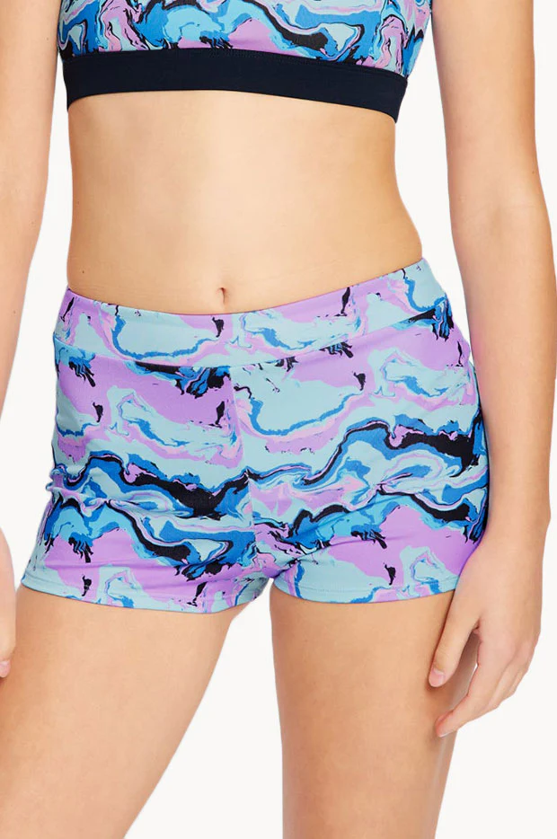 Girls Marble Performance Hi Waist Short