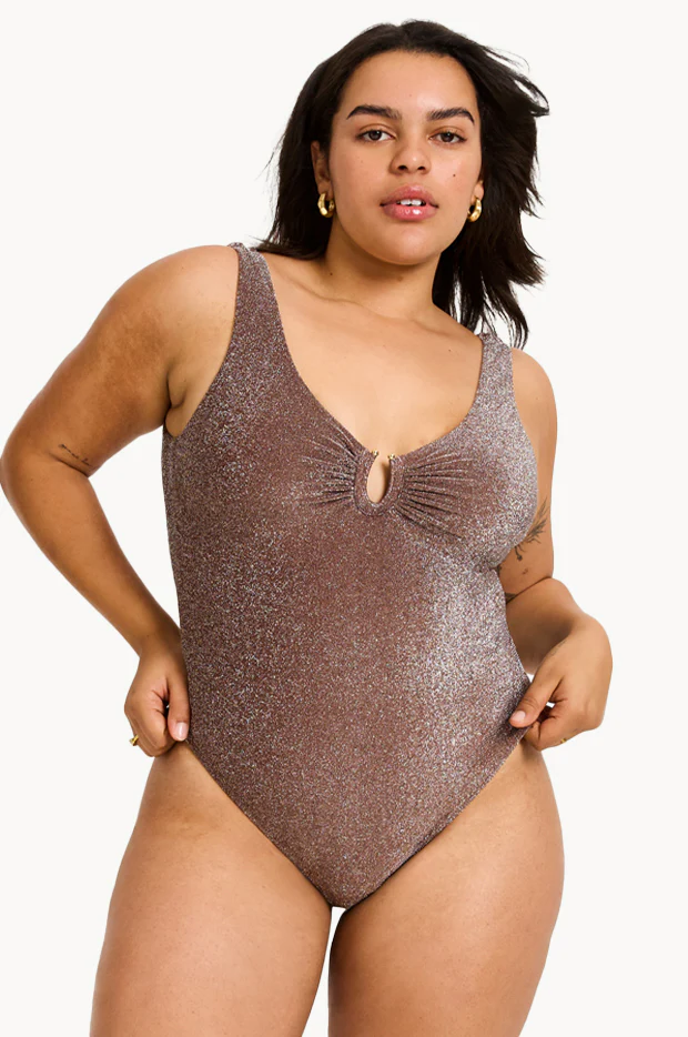 Shimmer V Neck One Piece