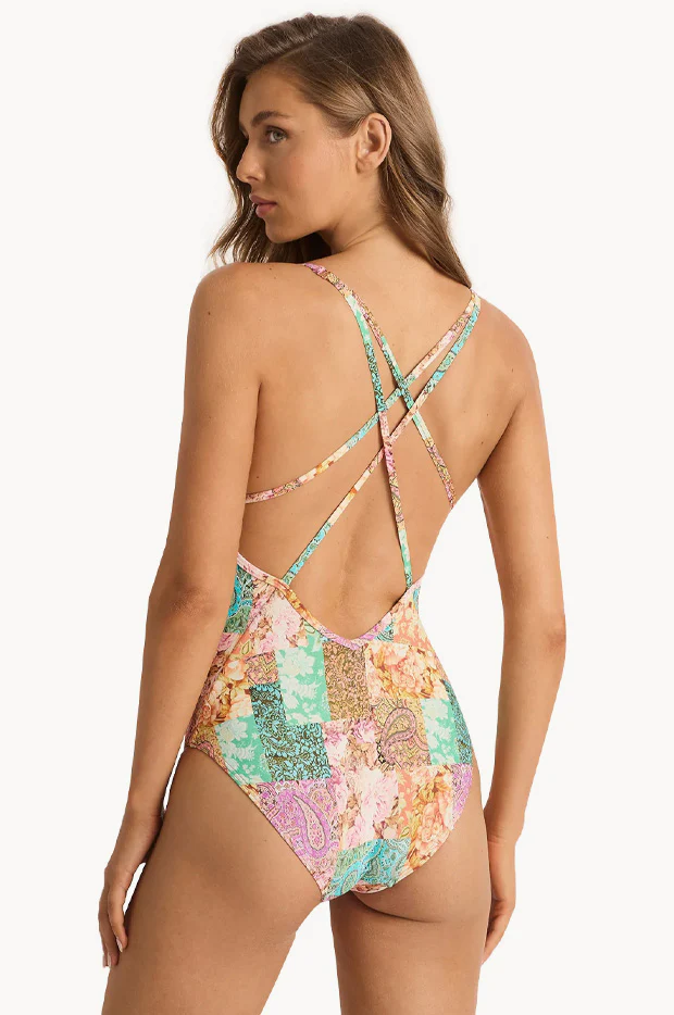 Giselle Frilled Plunge Cross Back One Piece - Image 2