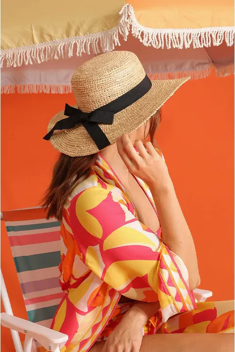 Mya Black Bow Boater Hat - Image 3