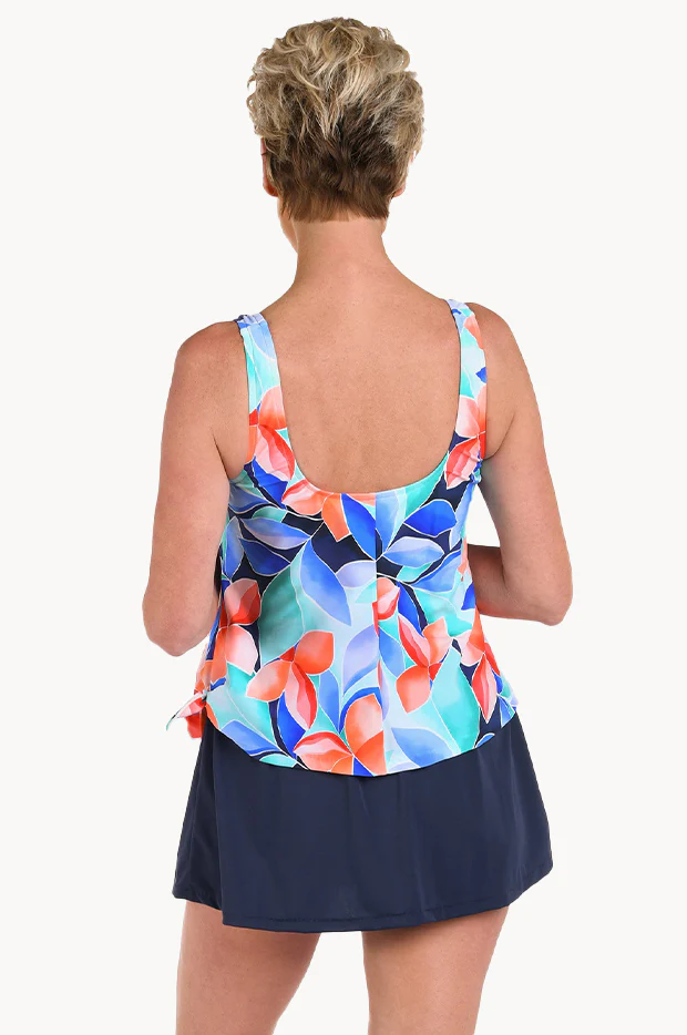 Mosaic Leaves Skirtini Swim Dress - Image 2