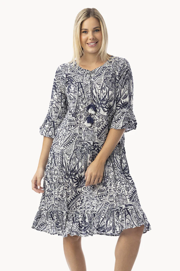 Aksharay Frill Sleeve Pleat Dress - Image 2