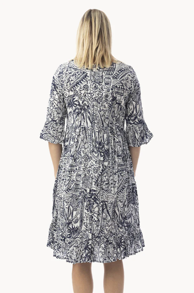 Aksharay Frill Sleeve Pleat Dress - Image 3