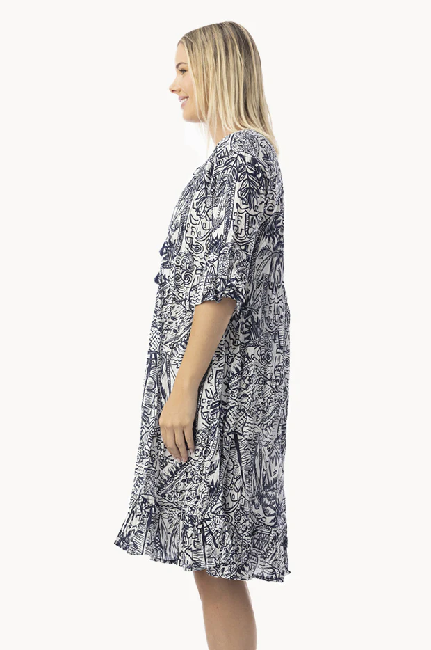 Aksharay Frill Sleeve Pleat Dress - Image 4