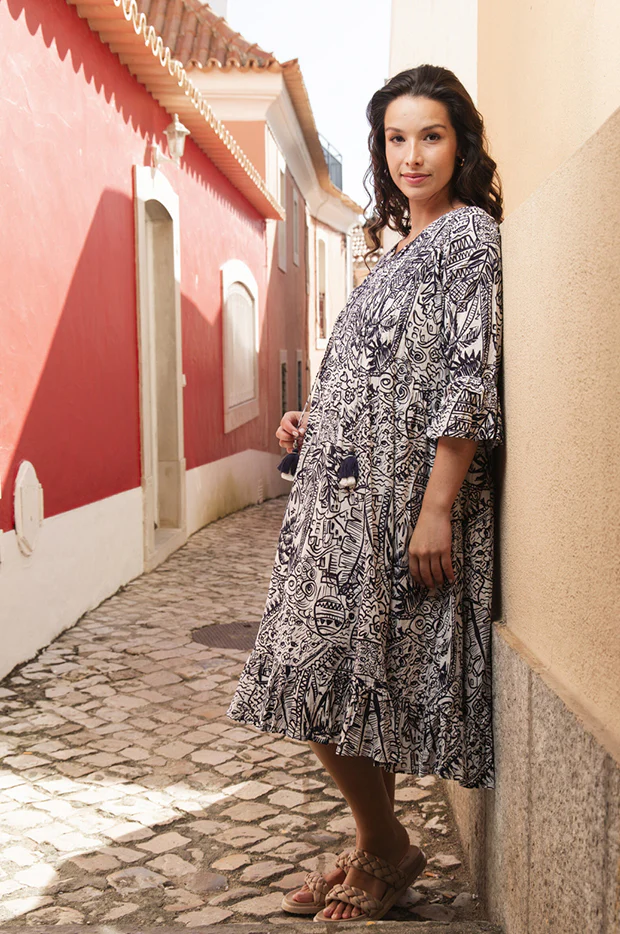Aksharay Frill Sleeve Pleat Dress - Image 6