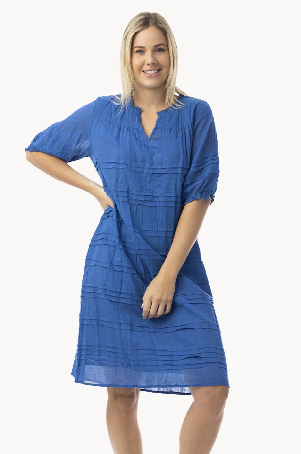 Essentials Cotton Gauze Pleated Dress