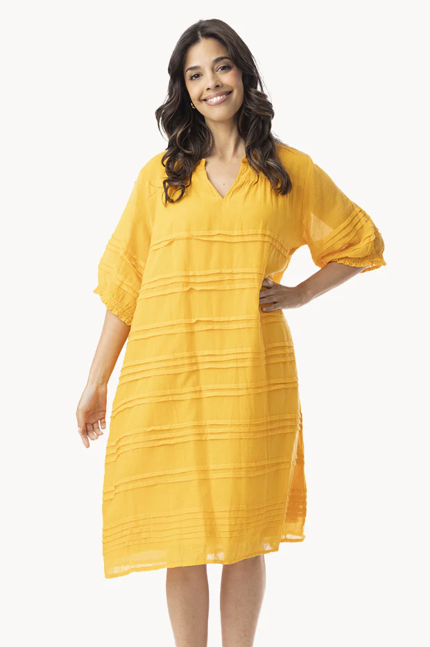 Essentials Cotton Gauze Pleated Dress