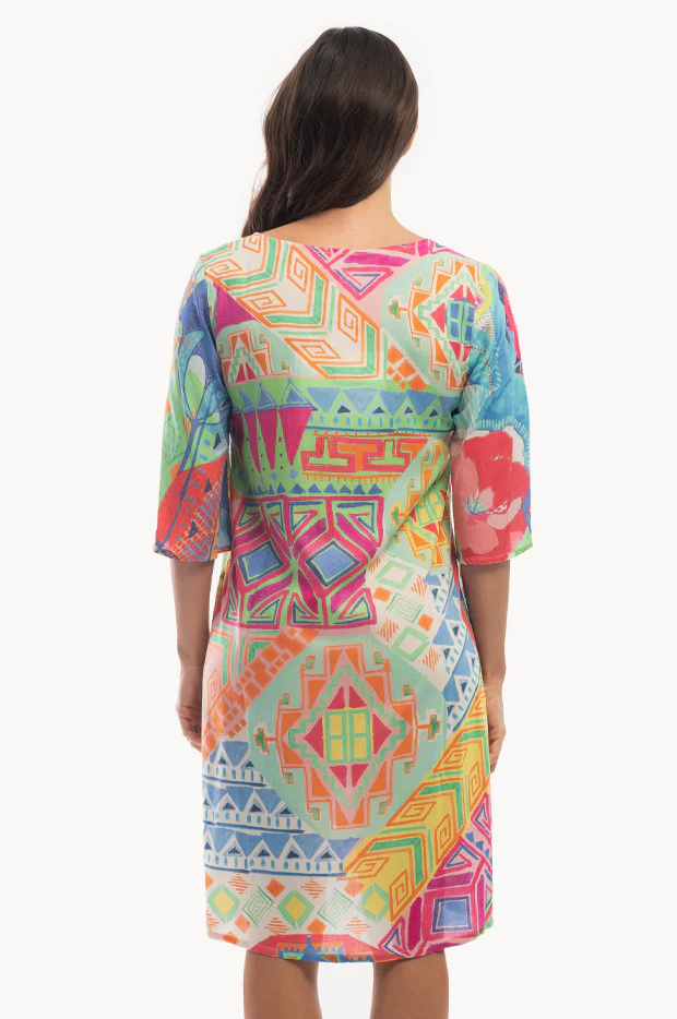 Floral Digital Neck Tie Dress - Image 2