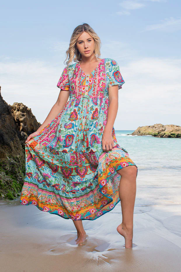 Varosha Cap Sleeve Layered Dress - Image 3