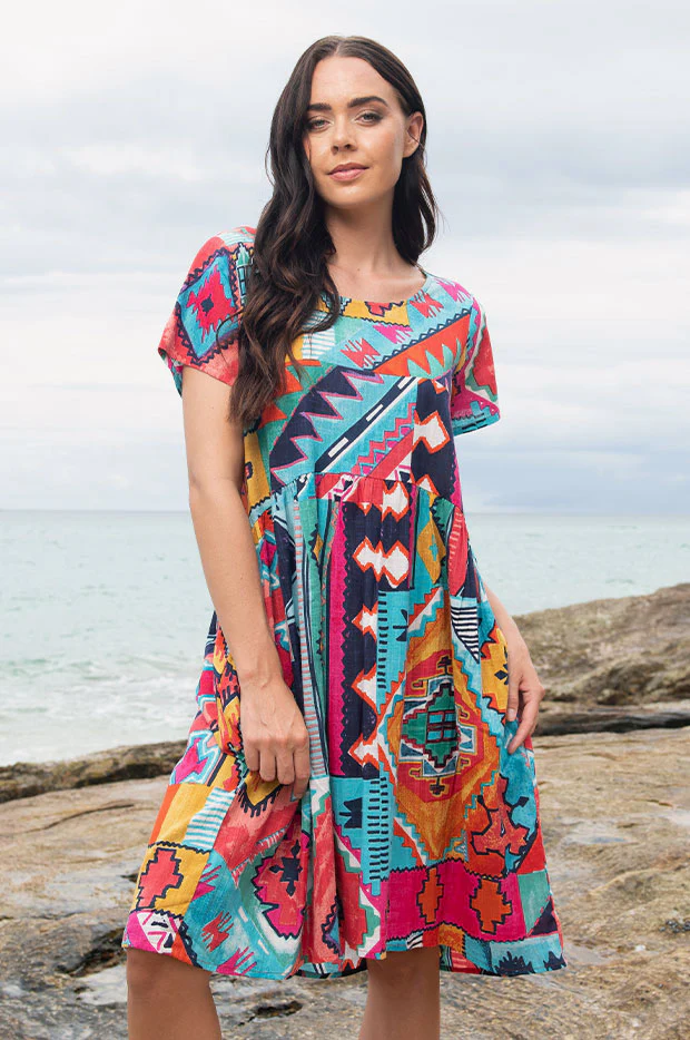 Zio Ruched Short Sleeve Dress - Image 3