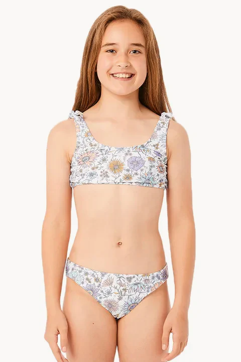 Girls Cosmic Floral Crop Bikini Set