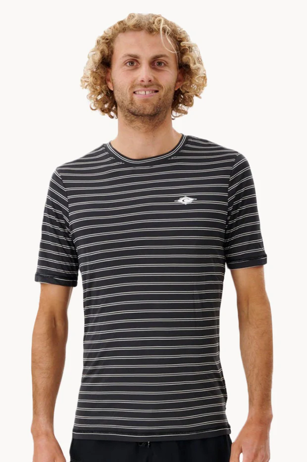 Mens Plain Stripe Short Sleeve Suntop