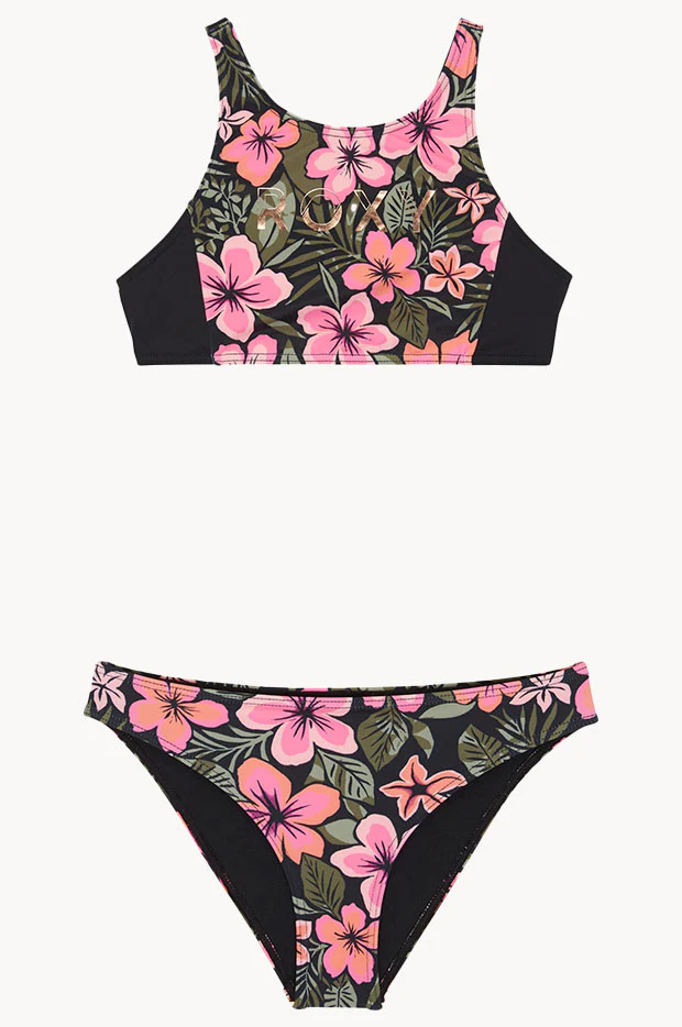Girls Active Floral Crop Set