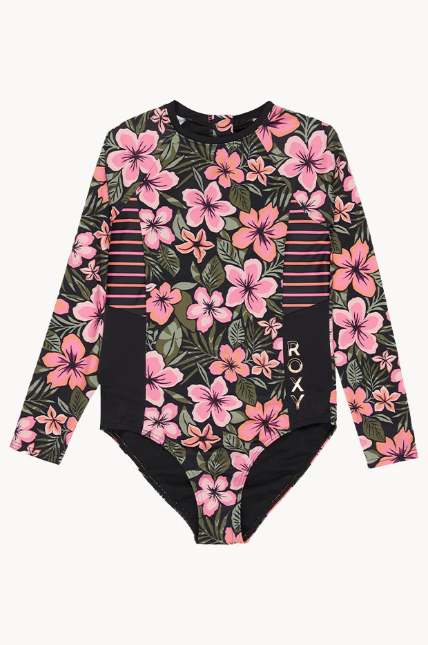 Girls Active Floral Long Sleeve Sunsuit - Image 2