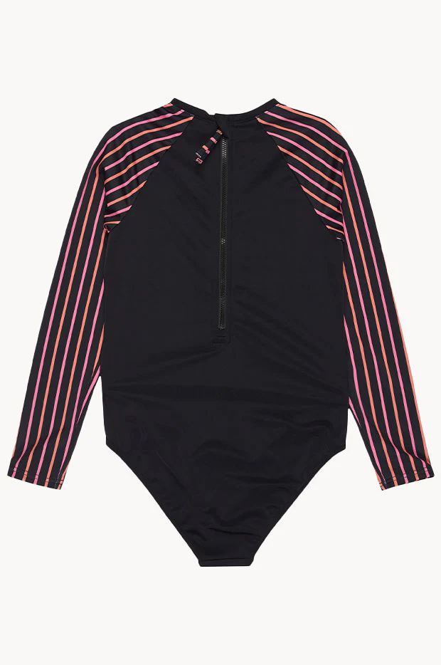 Girls Active Stripe Long Sleeve Sunsuit - Image 2