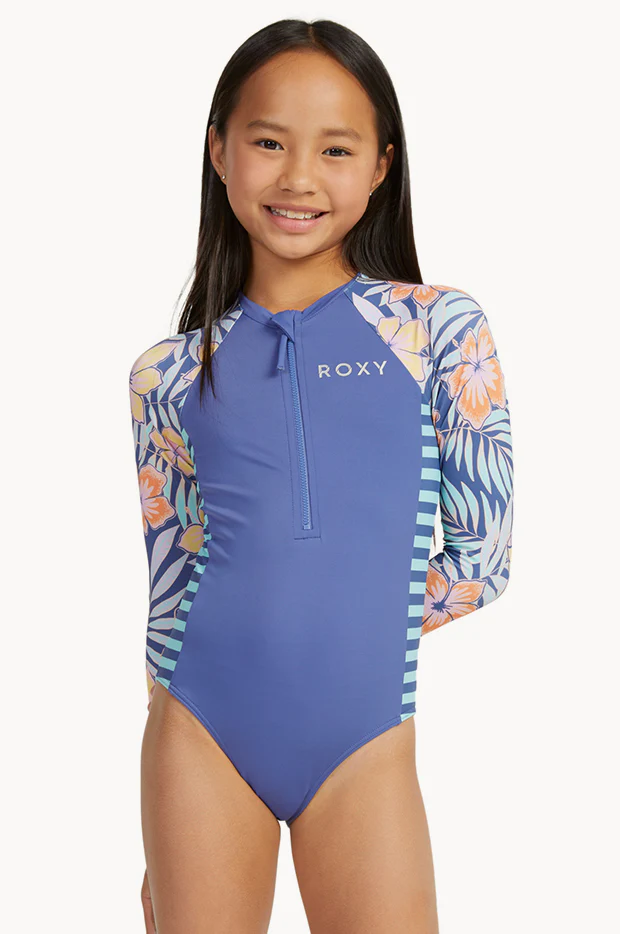 Girls Funky Palm Long Sleeve Sunsuit