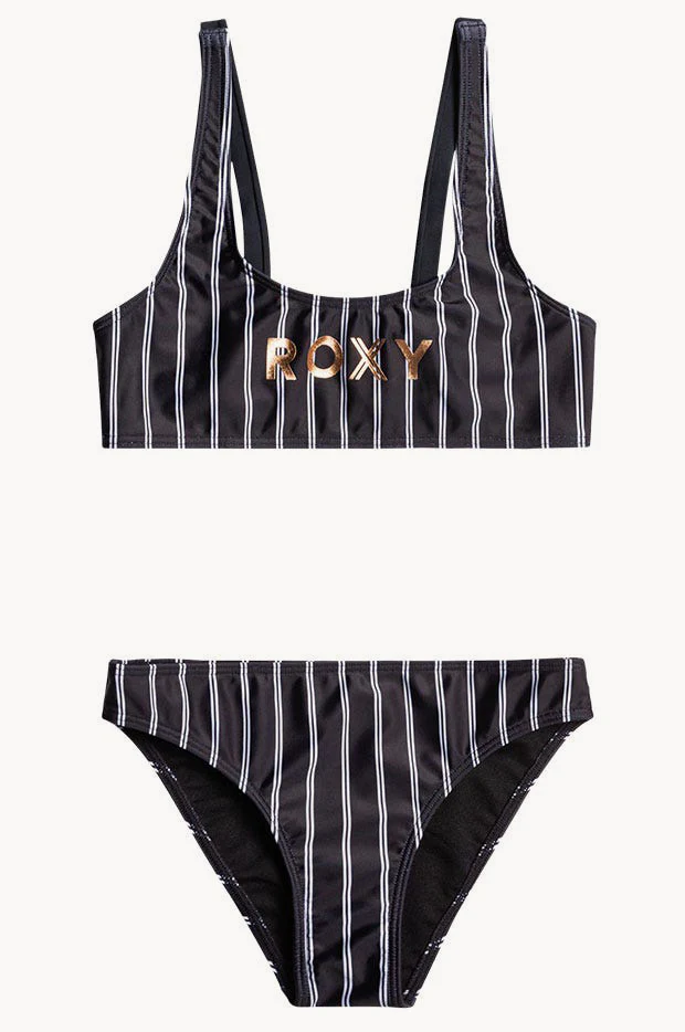 Girls Stripe Swim For Good Time Crop Set - Image 5
