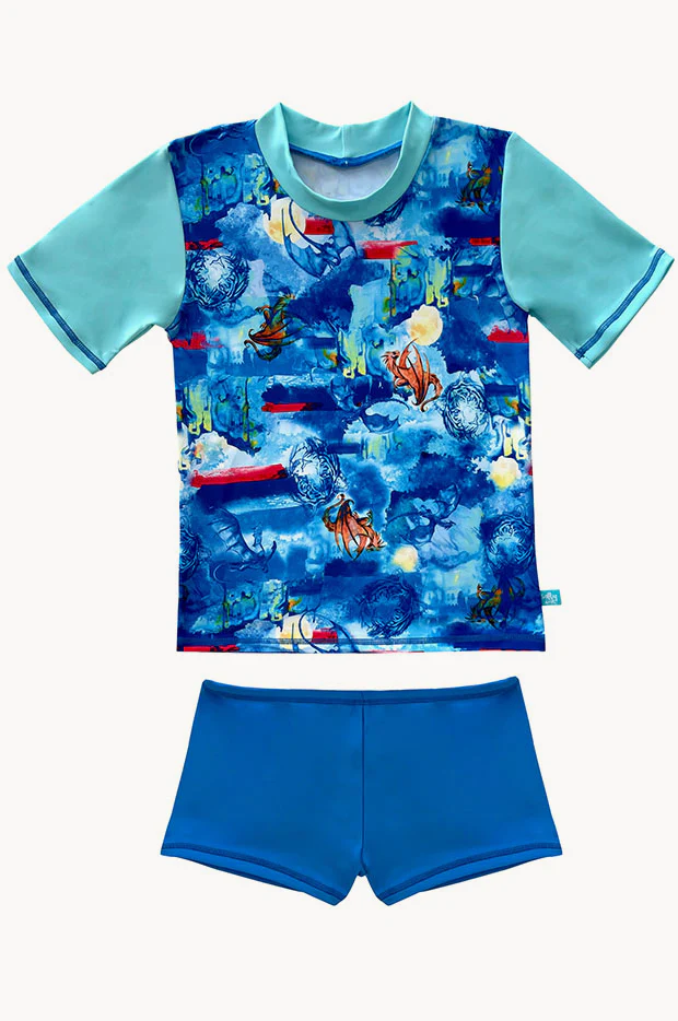 Boys Cosmik Dragon Short Sleeve Suntop Set - Image 2