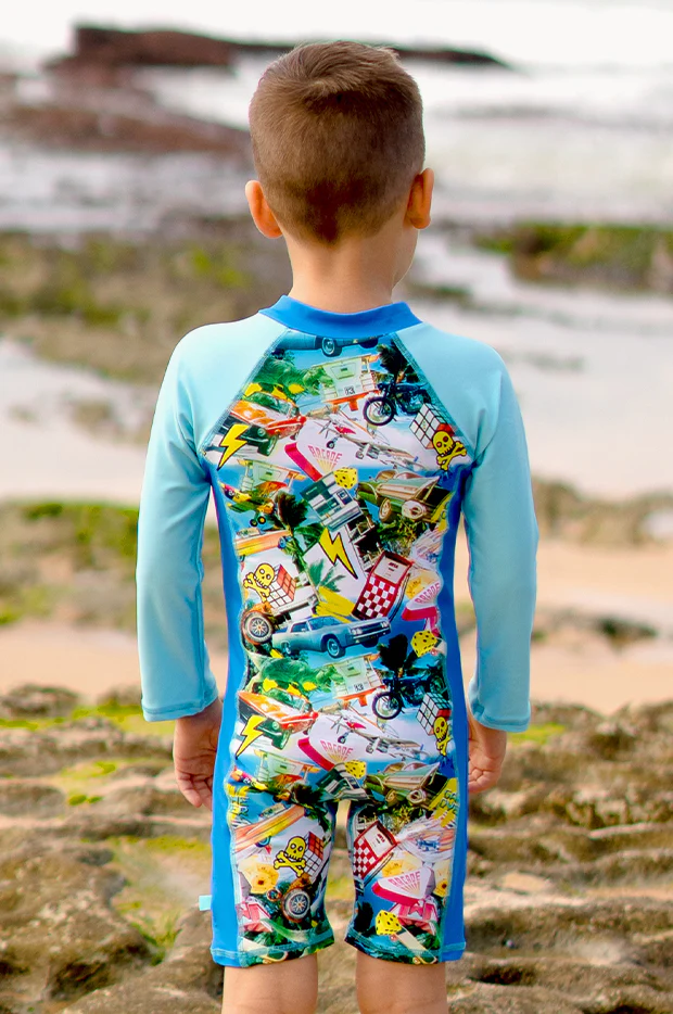 Boys Mash Up Long Sleeve Sunsuit - Image 2