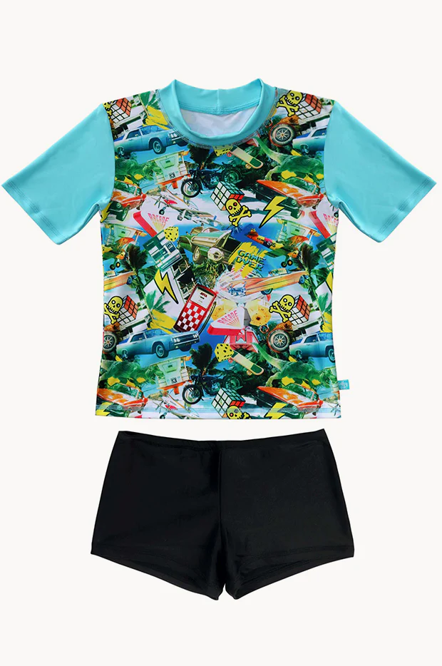 Boys Mash Up Short Sleeve Suntop Set - Image 3