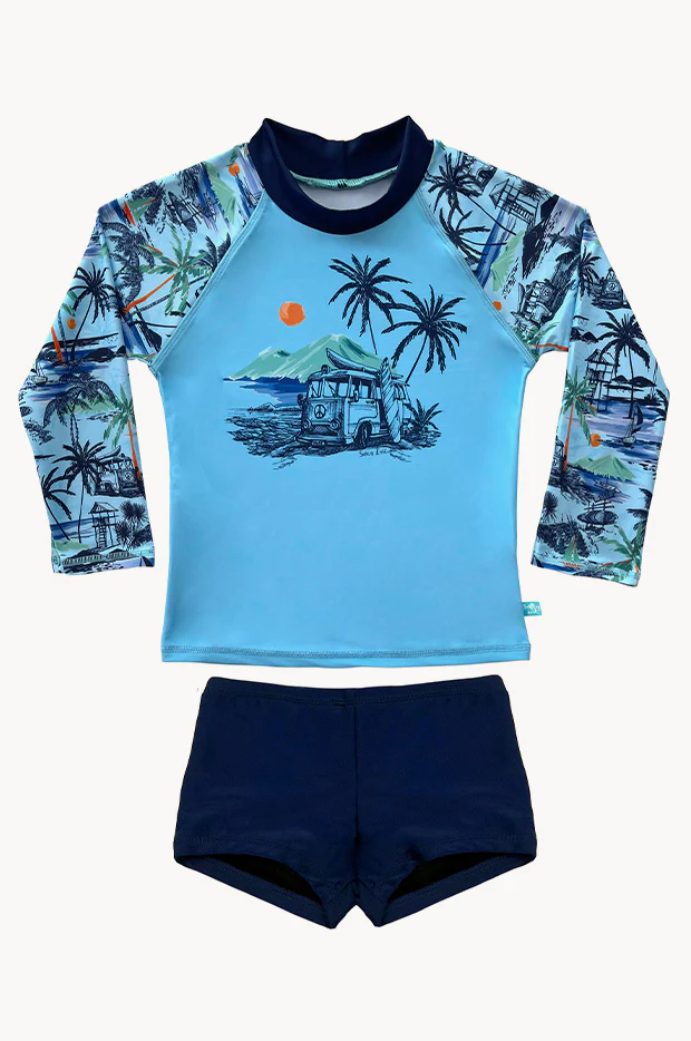 Boys Vintage Surf Long Sleeve Suntop Set - Image 2
