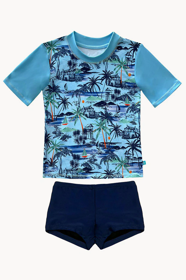 Boys Vintage Surf Short Sleeve Suntop Set - Image 3