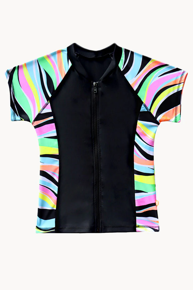 Girls Coastal Wave Short Sleeve Suntop - Image 2