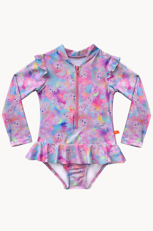 Girls Miss Sea Princess Long Sleeve Sunsuit - Image 3