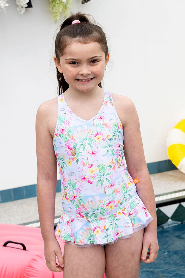 Girls Miss Vacay Frill One Piece - Image 2