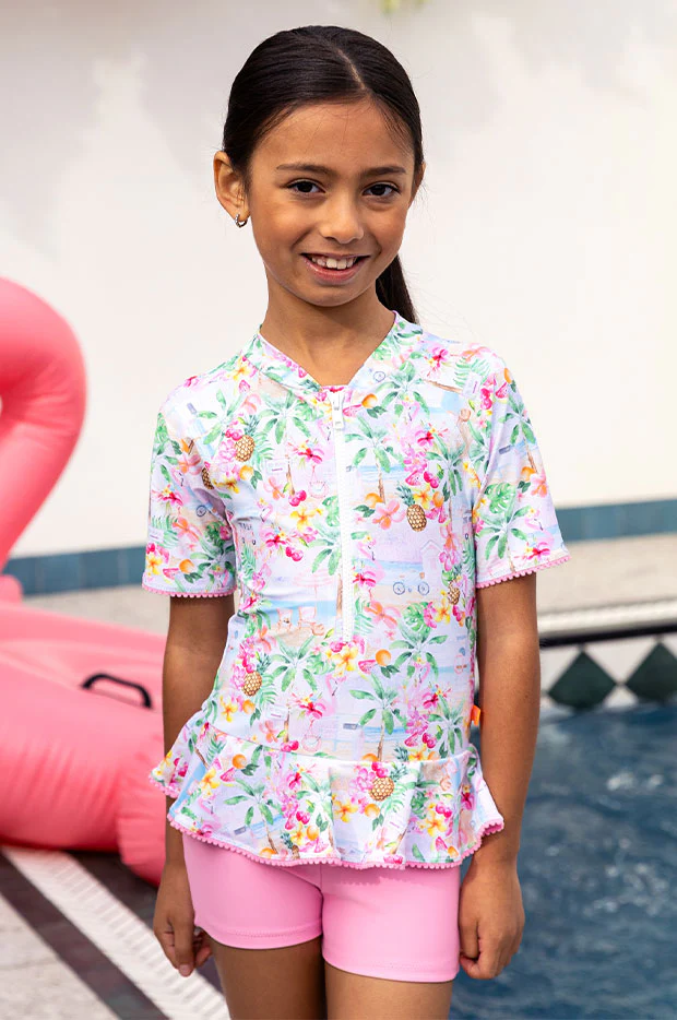 Girls Miss Vacay Short Sleeve Sunsuit - Image 2
