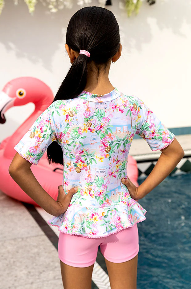 Girls Miss Vacay Short Sleeve Sunsuit - Image 3