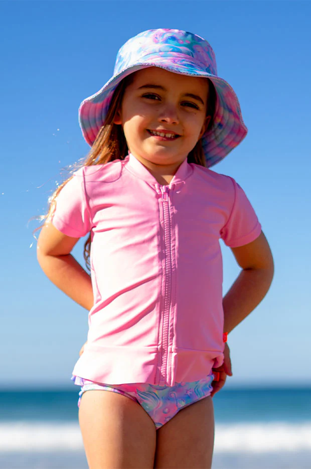 Girls Short Sleeve Zip Suntop - Image 2