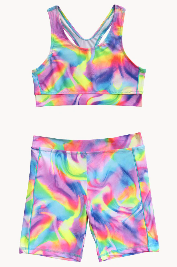 Girls Soda Swirl Crop Bike Pant Set - Image 2