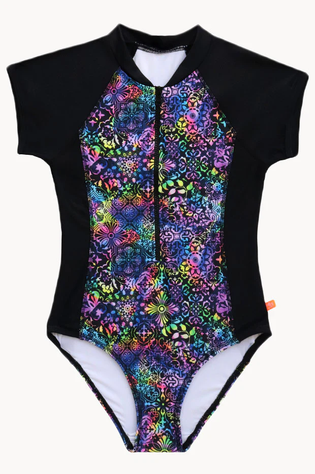 Girls Soda Tile Short Sleeve Sunsuit - Image 2