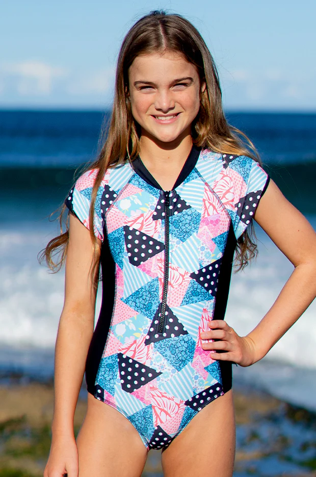 Girls South Beach Short Sleeve Sunsuit