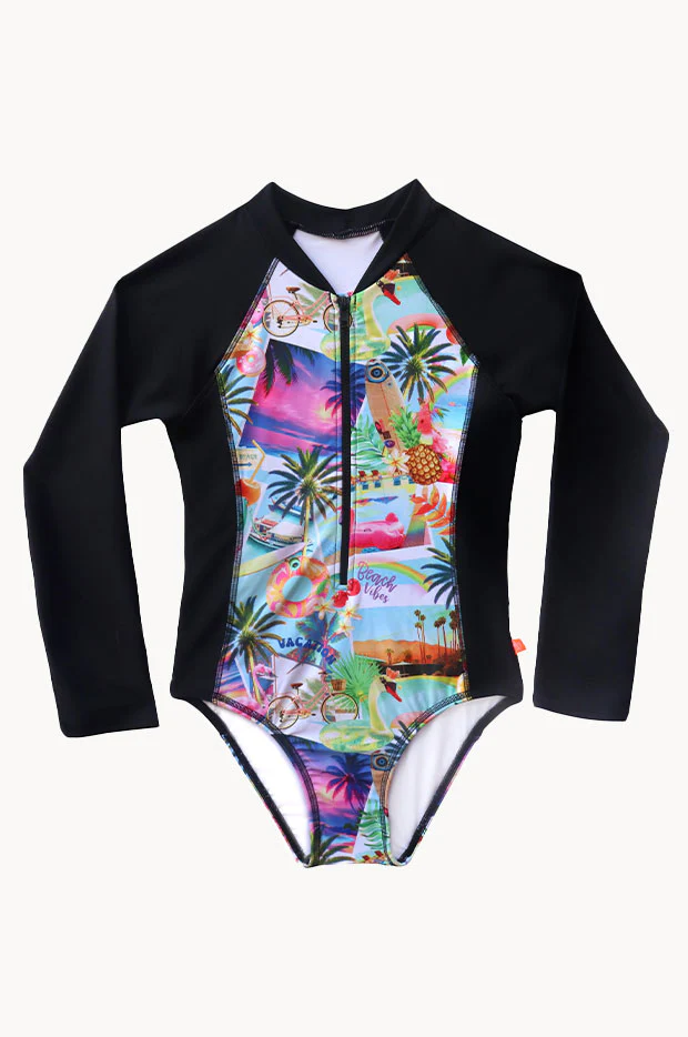 Girls Summer Vacay Long Sleeve Sunsuit - Image 3
