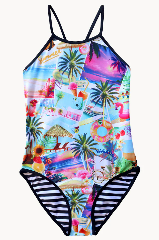 Girls Summer Vacay Reversible One Piece - Image 4