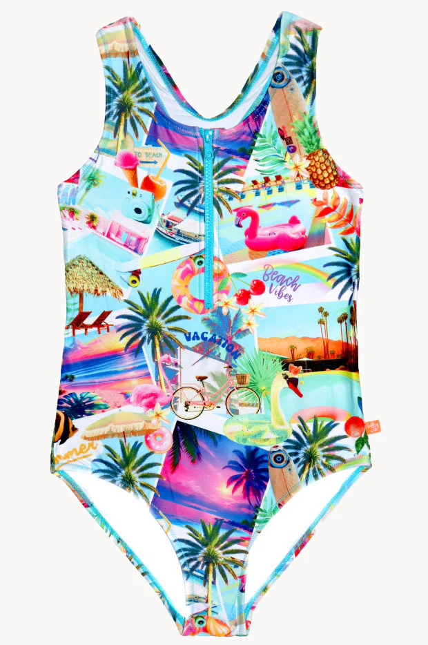Girls Summer Vacay Zip One Piece - Image 3