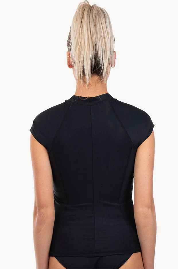 Plain Short Sleeve Zip Suntop - Image 2