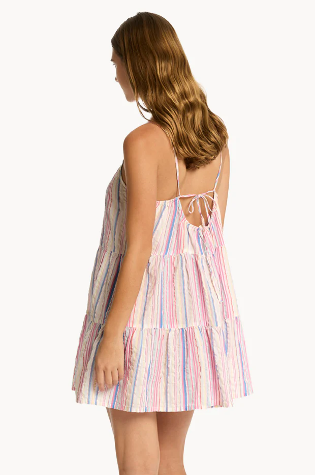 Boho Stripe Tie Back Short Sundress - Image 2