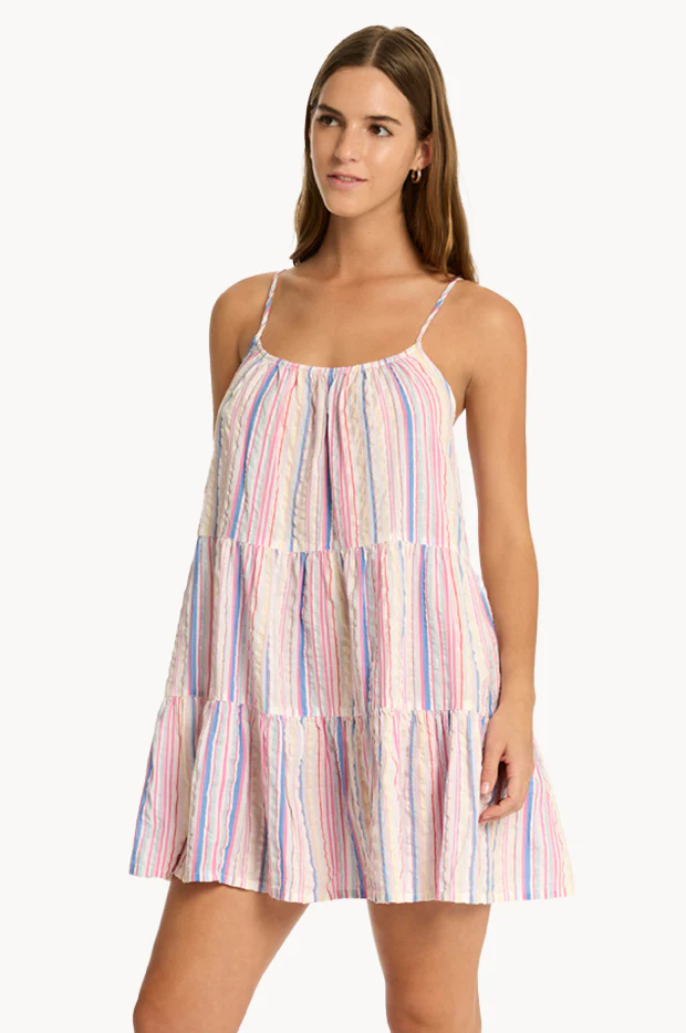 Boho Stripe Tie Back Short Sundress - Image 3