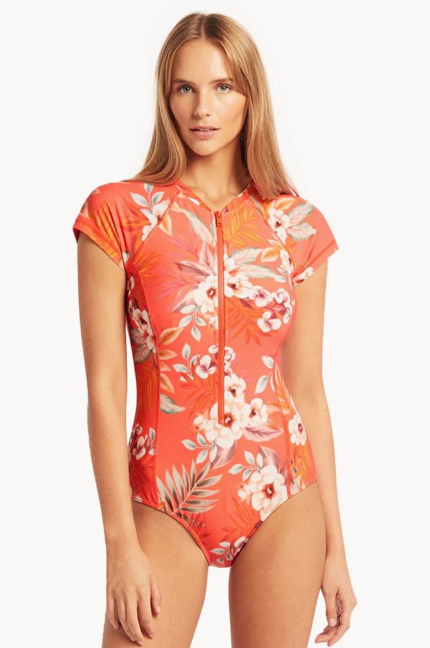 Escape Short Sleeve Zip Sunsuit