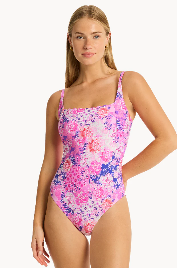Fiesta Square Neck Bralette One Piece