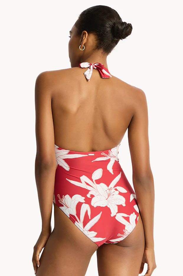 Veridian Twist Front Halter One Piece - Image 2