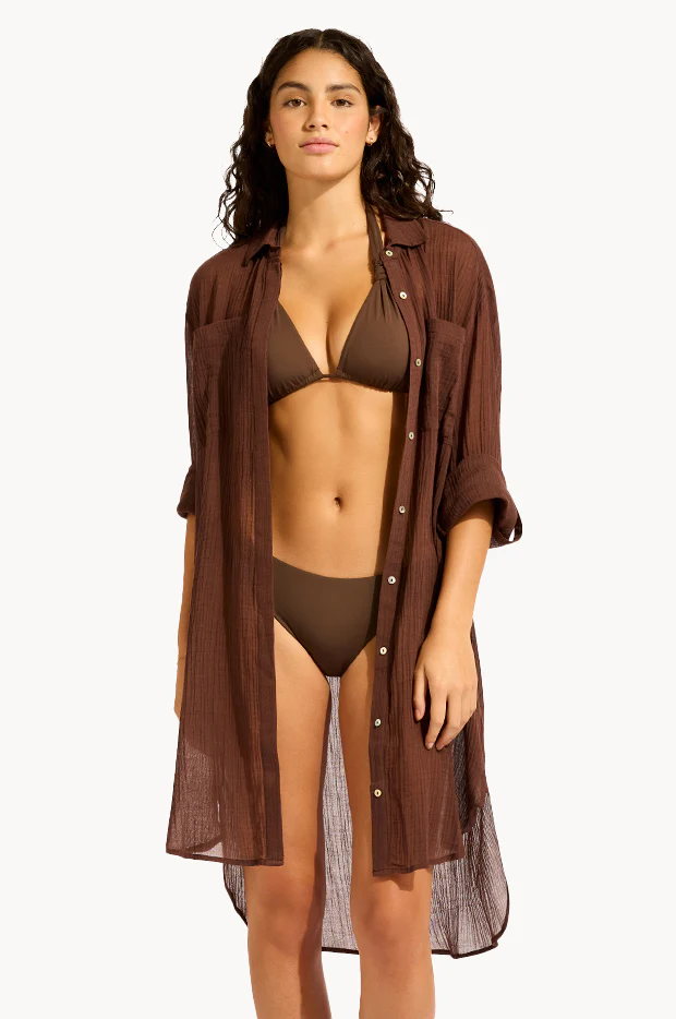 Crinkle Twill Beach Shirt