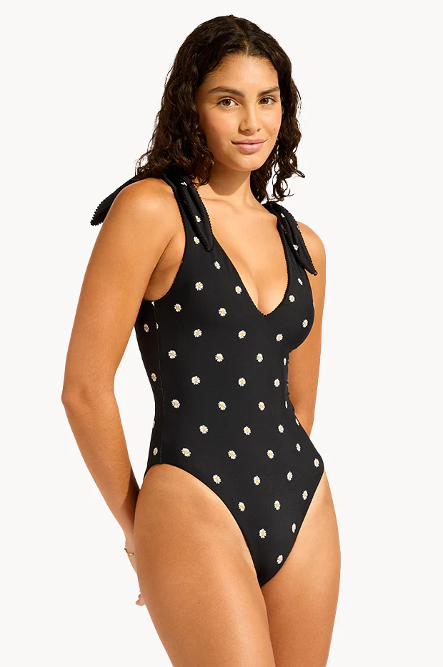 Daisy Chain Deep V Neck One Piece - Image 3