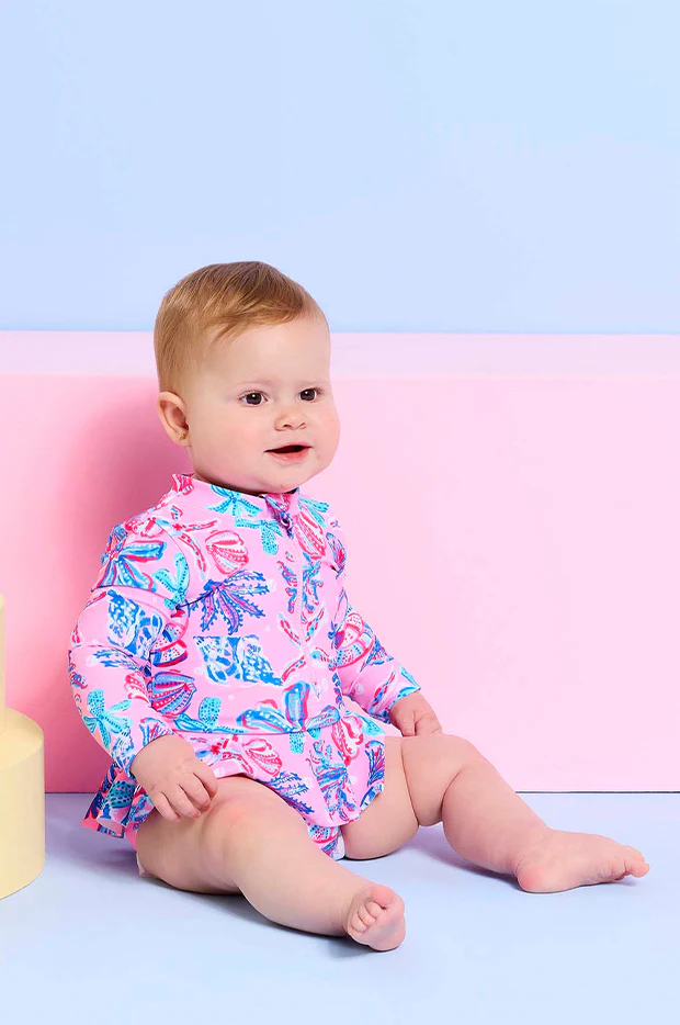 Baby Girls Coral Sea Sunsuit - Image 2