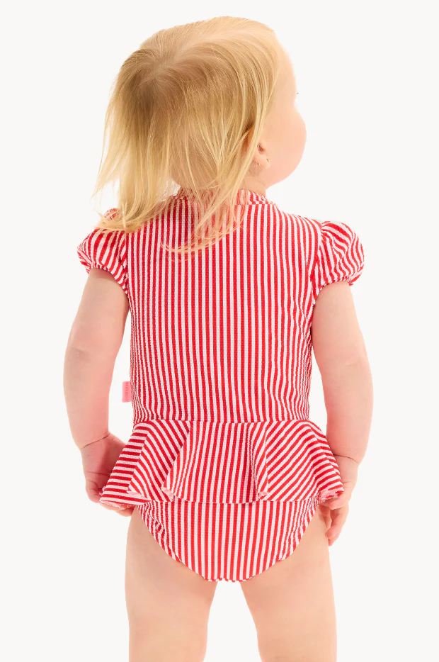 Baby Girls Textured Stripe Peplum Sunsuit - Image 3